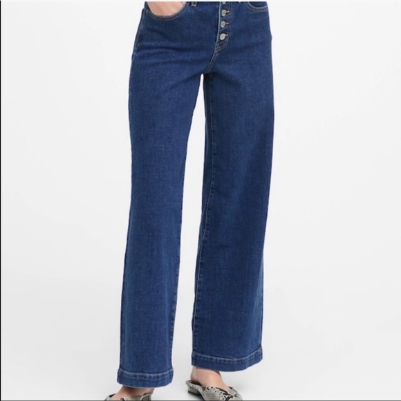 NWT BANANA REPUBLIC High Rise Wide Leg Button Fly - Picture 2 of 7